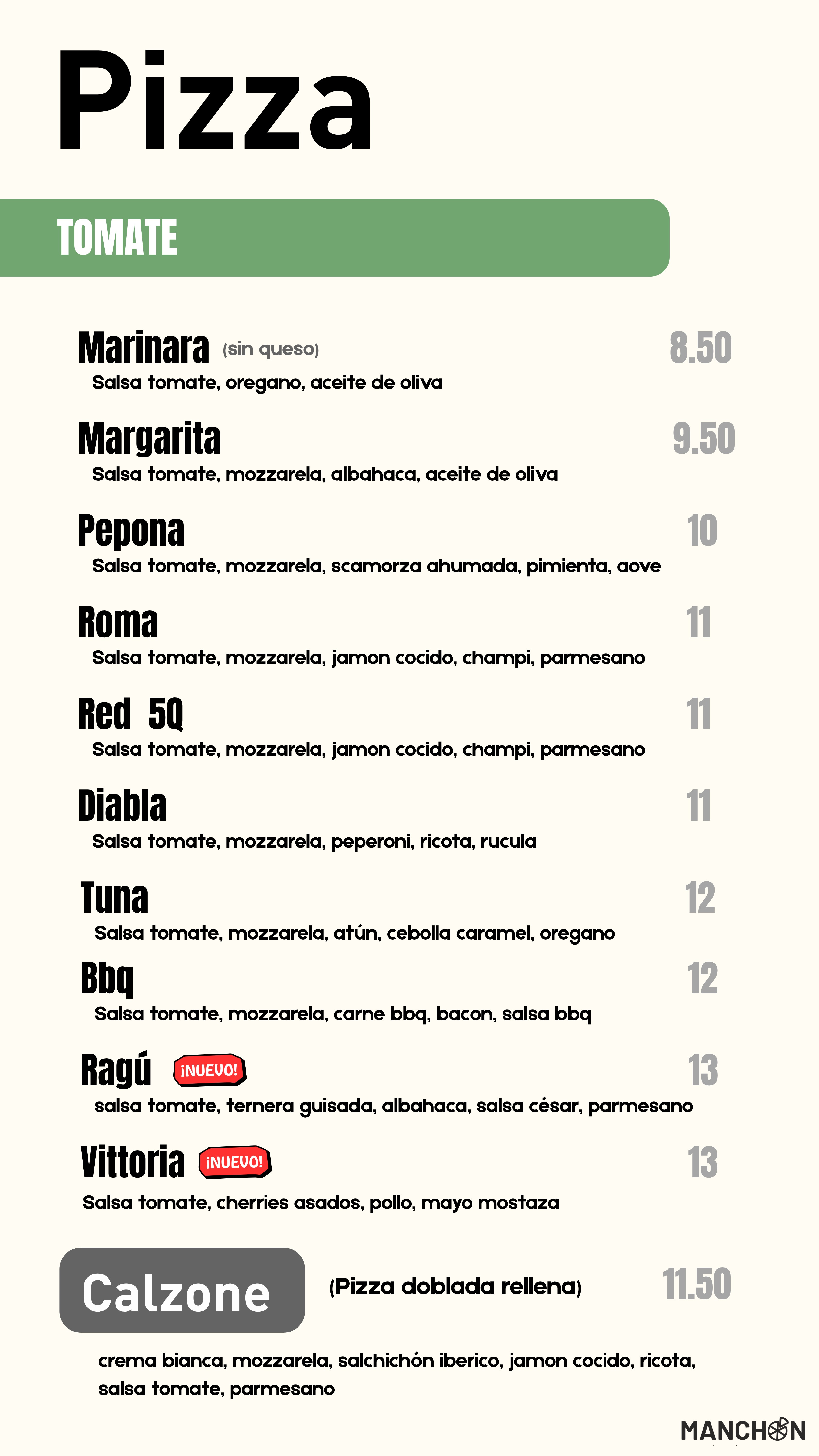 Carta Manchon Pizza