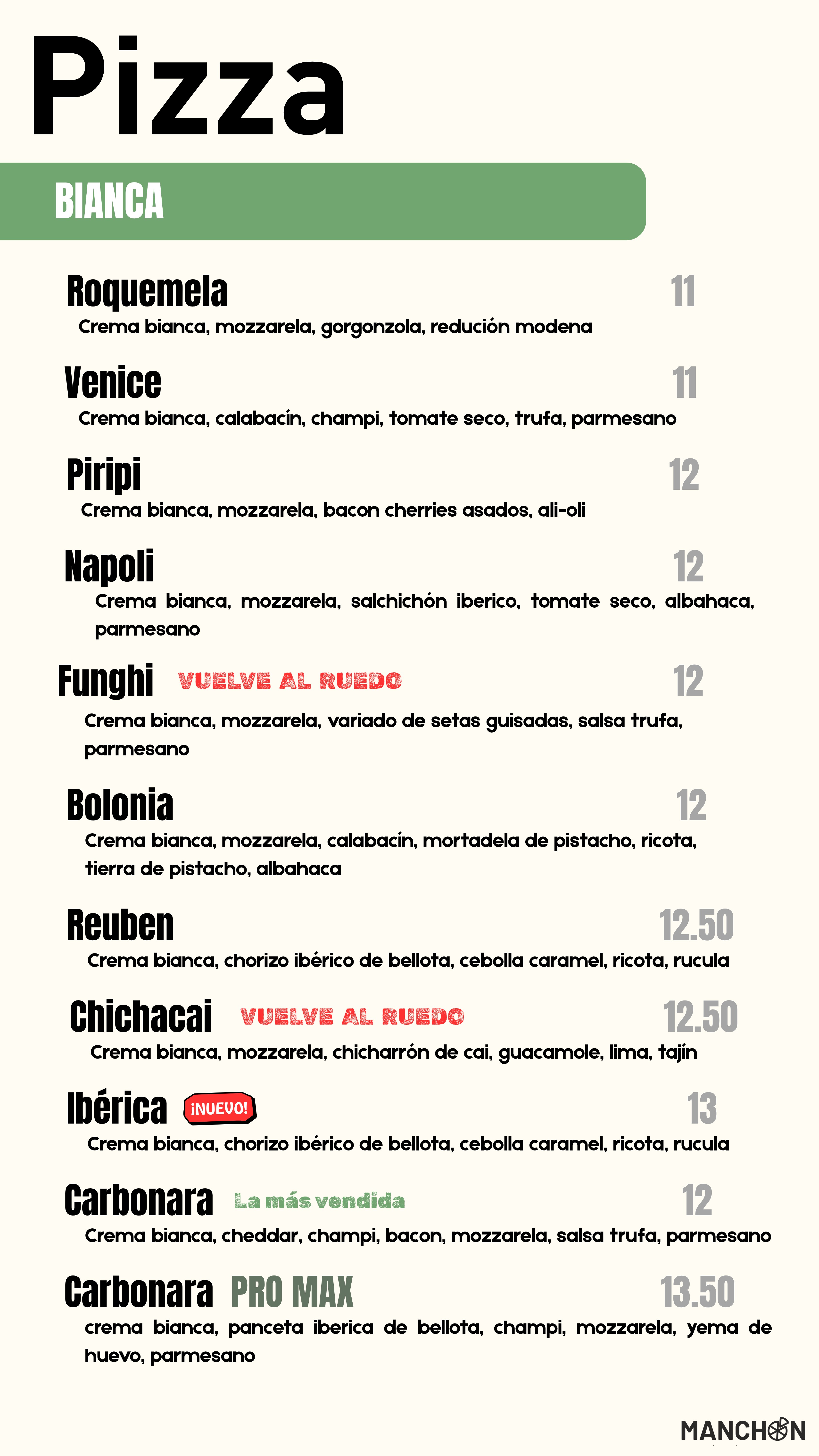 Carta Manchon Pizza